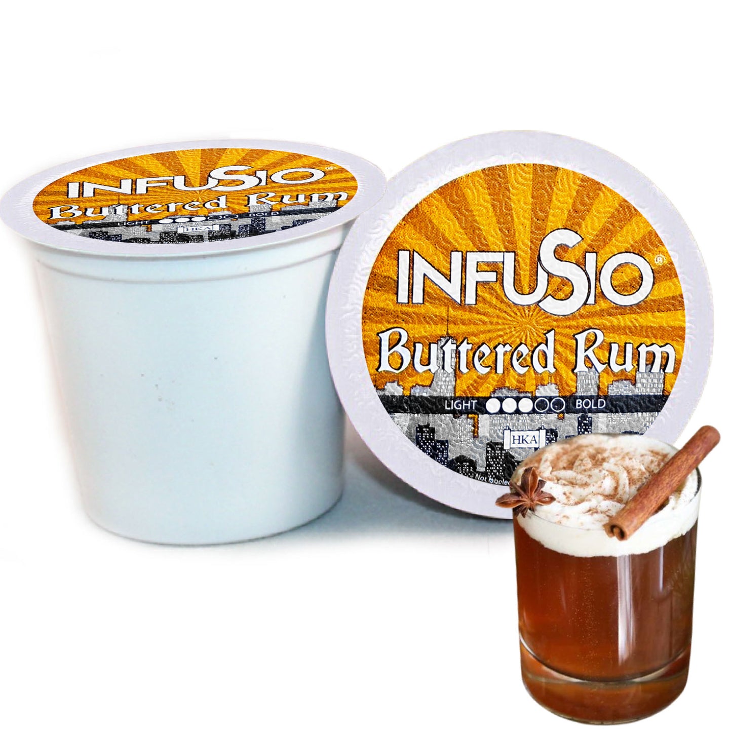 InfuSio Buttered Rum K Cups 96 Count Flavored Cocktail-Inspired Coffee Pods
