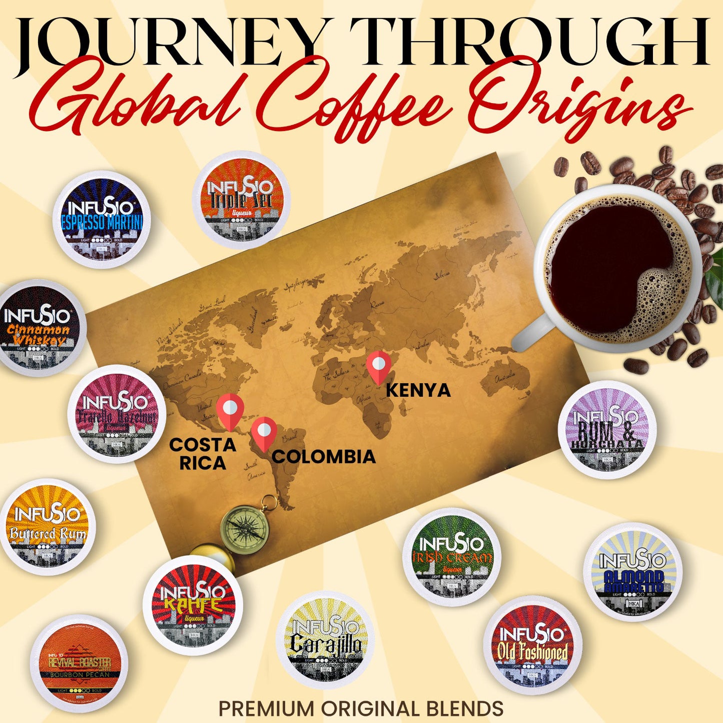 InfuSio Cinnamon Whiskey K Cups 96 Count Flavored Cocktail-Inspired Coffee Pods