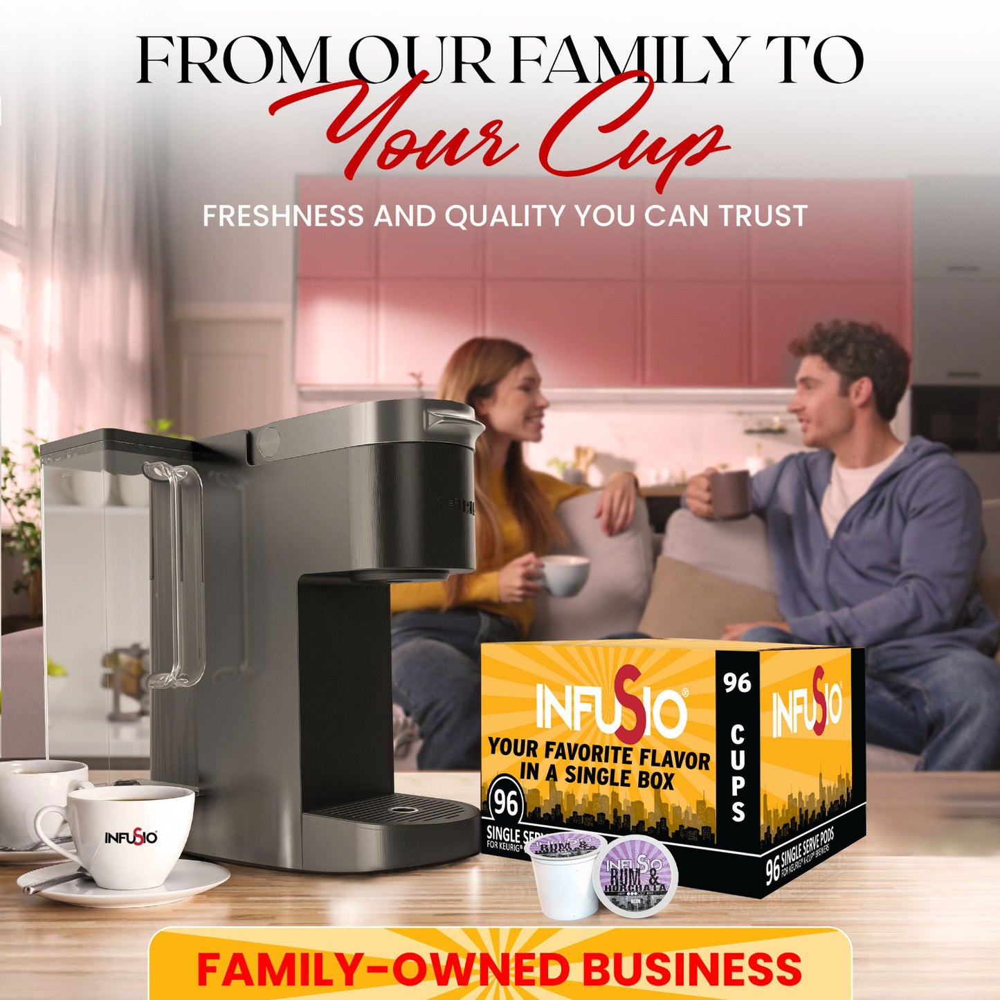 InfuSio Rum & Horchata K Cups 96 Count Flavored Cocktail-Inspired Coffee Pods