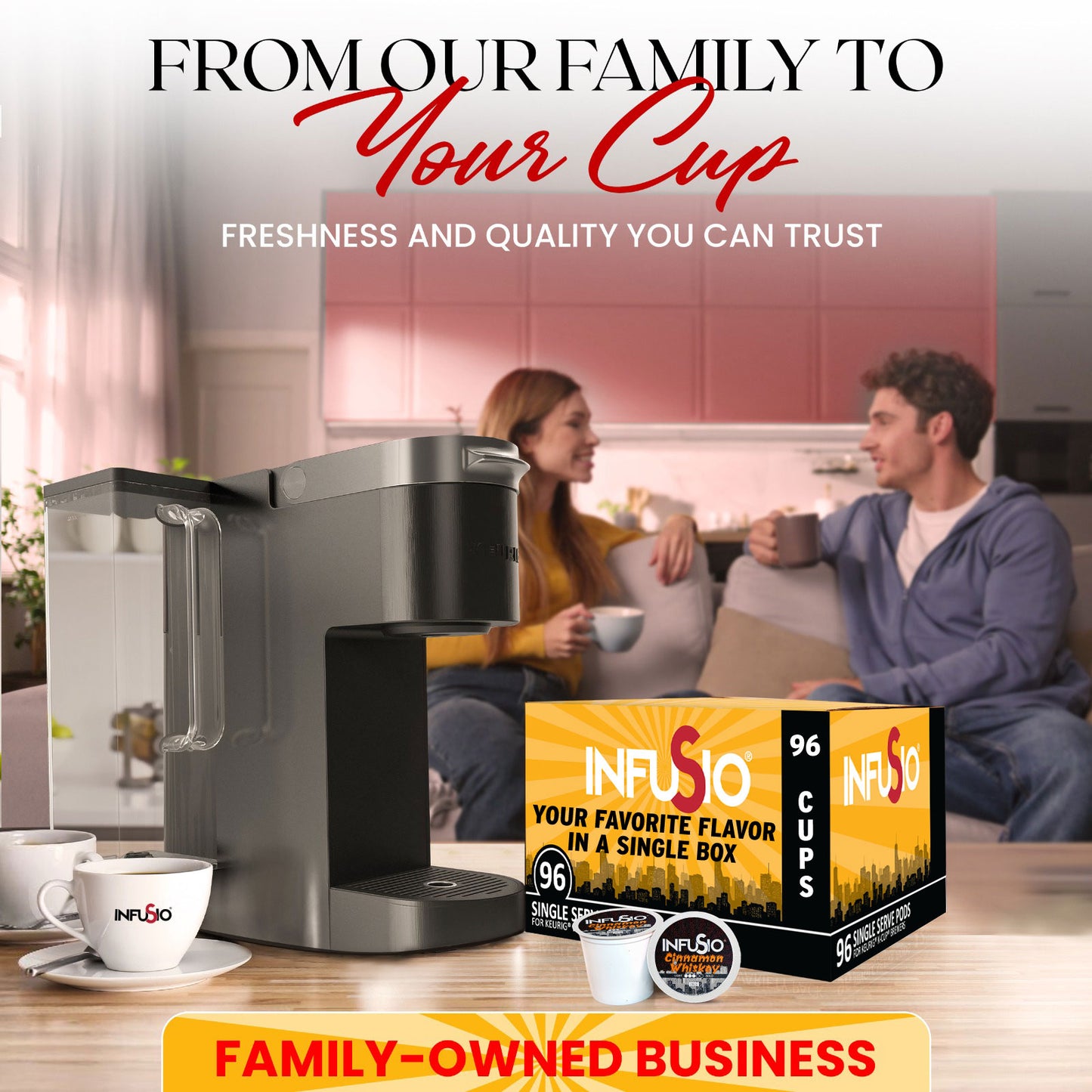 InfuSio Cinnamon Whiskey K Cups 96 Count Flavored Cocktail-Inspired Coffee Pods