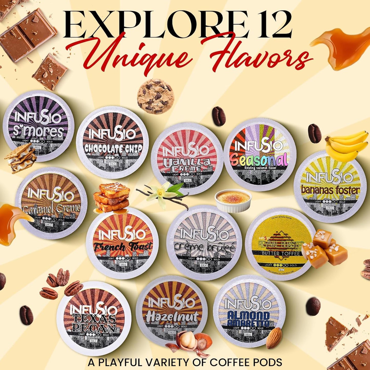 InfuSio S'mores K Cups 96 Count Flavored Coffee Pods