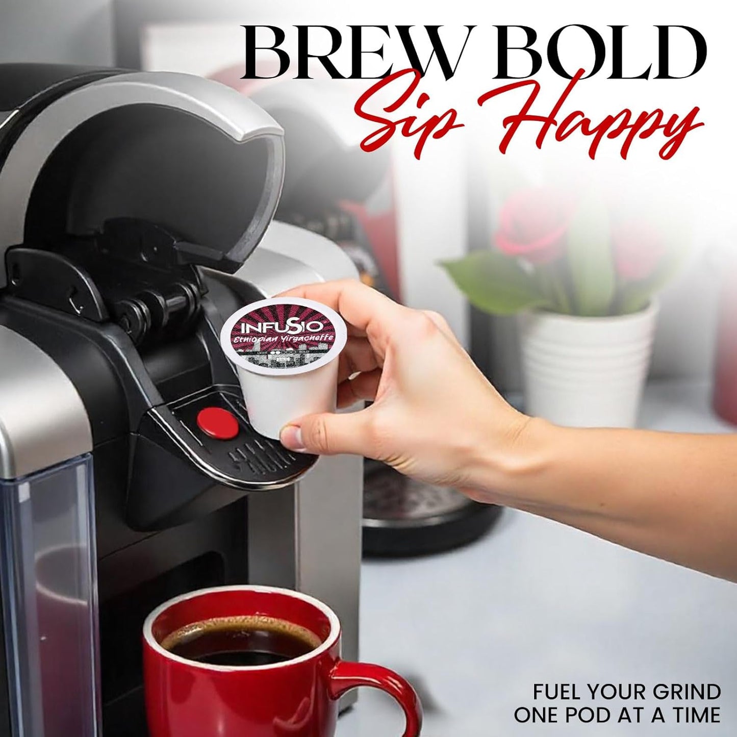 InfuSio Coffee Pods Ethiopian Yirgacheffe Gold Medium Light Roast Single serve Coffee pods for Keurig K Cup® Brewers - InfuSio Premium Roasted Keurig 2.0 Compatible