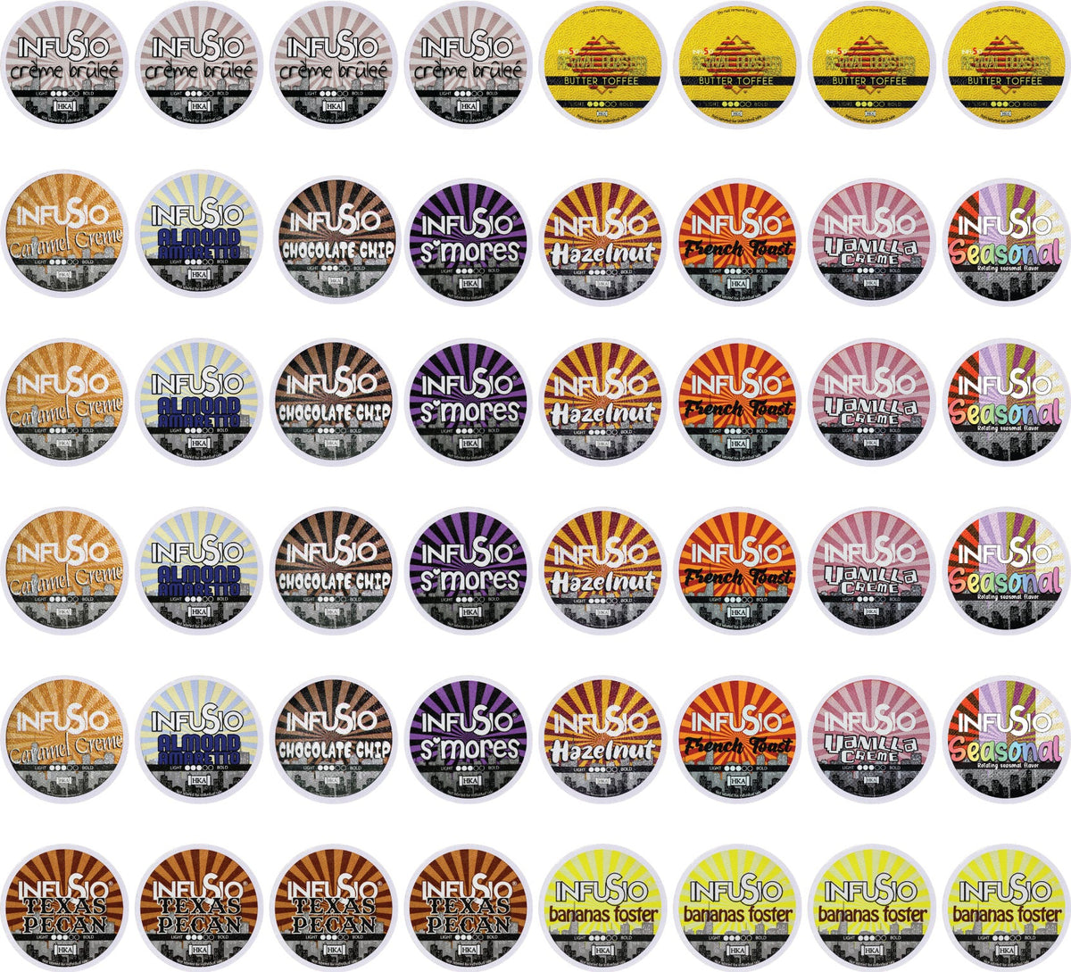 InfuSio Flavored Variety Pack 48 Count - 12 flavors, 4 pods each