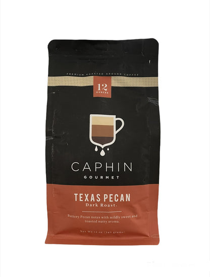 Texas Pecan Flavored Coffee - Ground Coffee - Caphin Gourmet - 12 oz